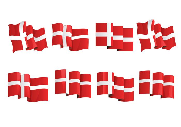 Set Flag of Denmark or Danish Flag vector