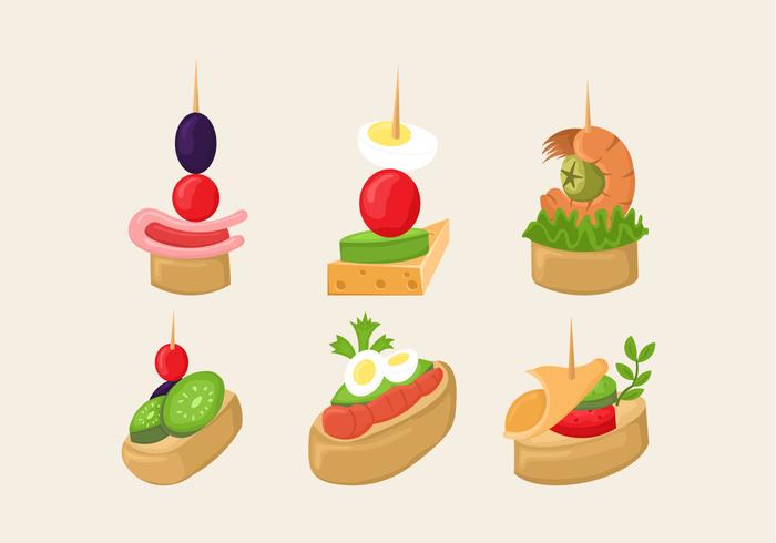 Canapes Food Slice Isolated Vector