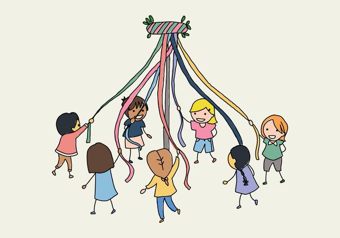 Kids With A Maypole vector