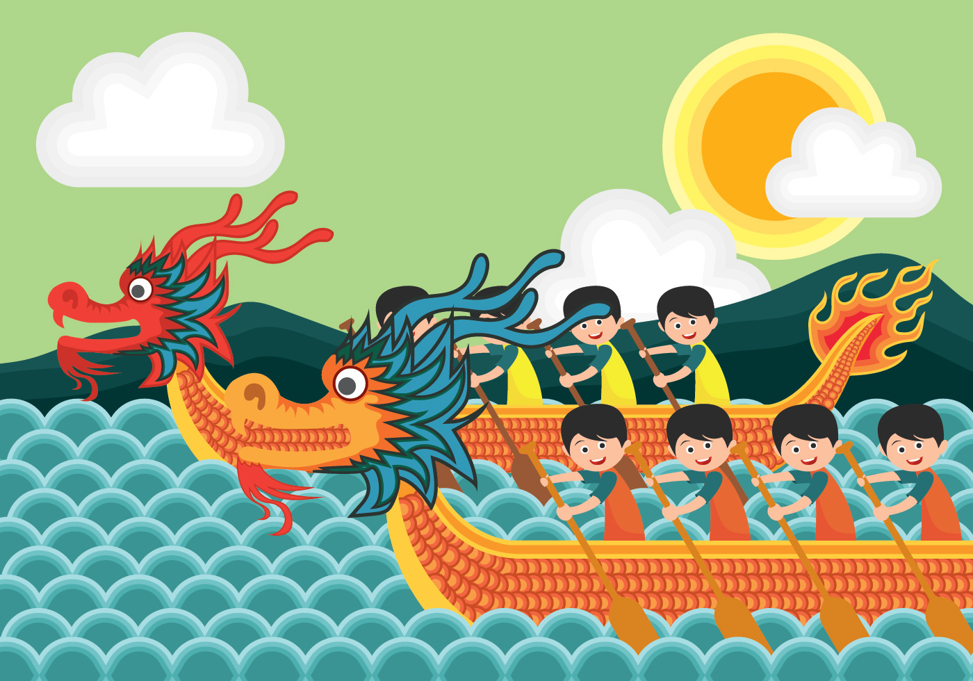 Dragon Boat Festival Illustration 142237 Vector Art At Vecteezy