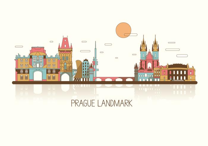 Prague Colorful Skyline Vector Prague Colorful Skyline Vector
