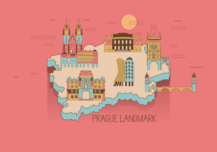 Praga Landmark mapa vectorial vector