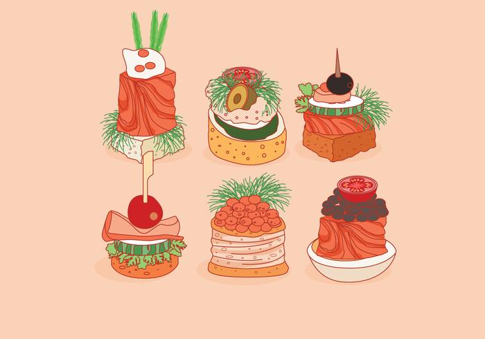 Deliciosos canapés vectorial vector