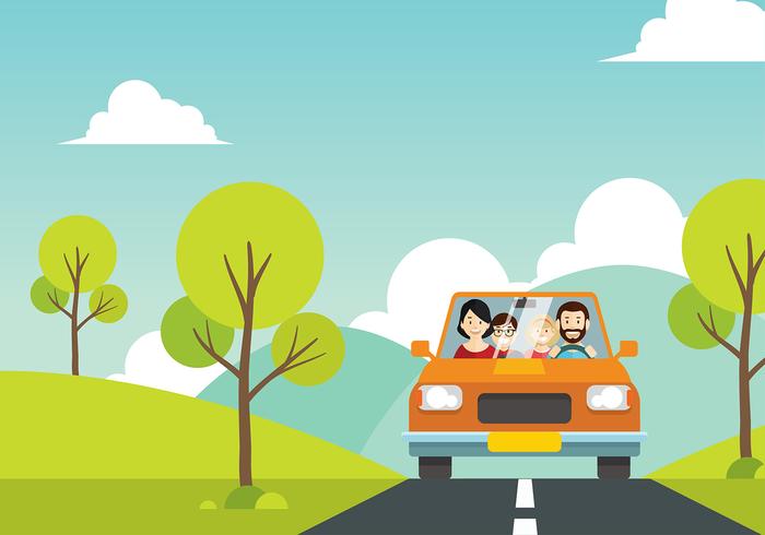 Familia Vacation Cartoon Free Vector