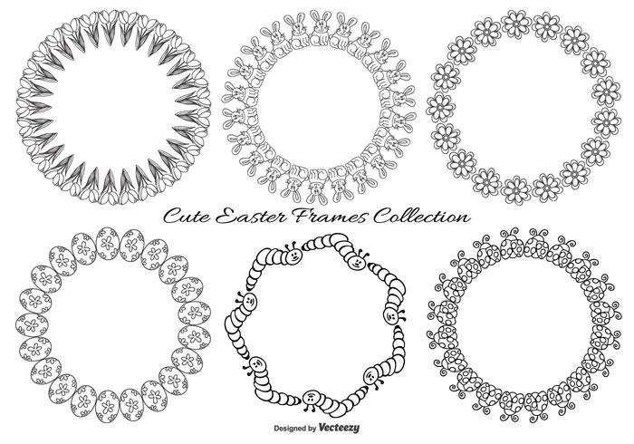 Cute Sketchy Easter Frames Collection vector