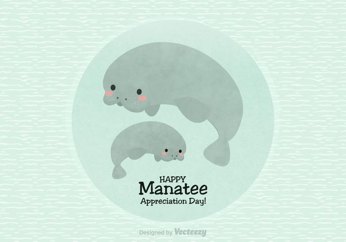 Feliz Día de Manatee Valoración del vector