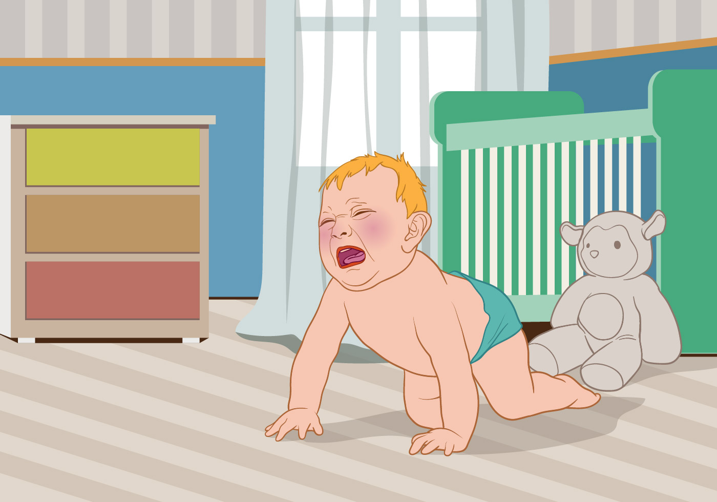 Crying Baby Out Of His Crib Vector Download Free Vectors