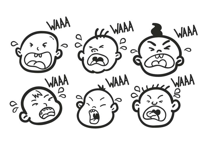 Hand Drawn Crying Baby Set vector