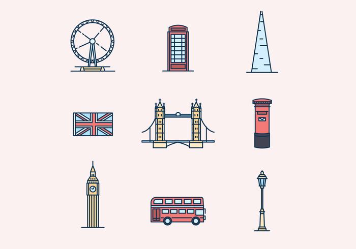 Inglaterra iconos de tema vector