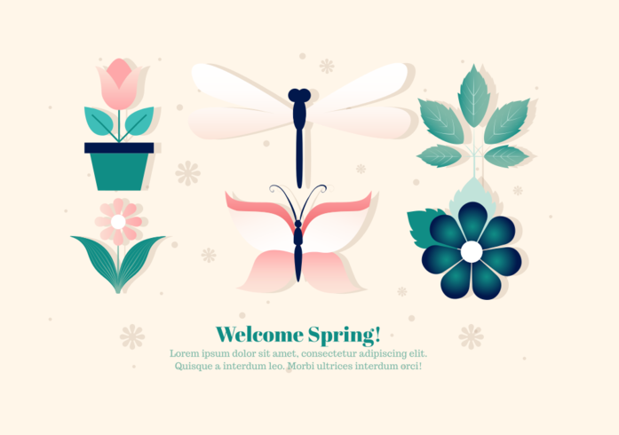 Free Flower and Insects Vector Set