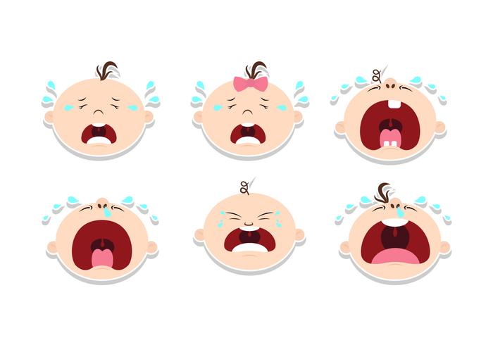 Crying Baby Sticker Design Vectors