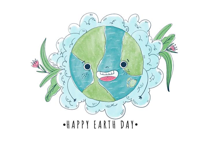 Cute And Happy Cartoon World With Flowers Earth Day Download Free Vectors Clipart Graphics Vector Art