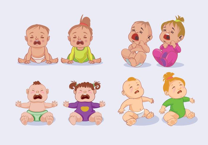 Little Baby Boy and Baby Girls Crying vector