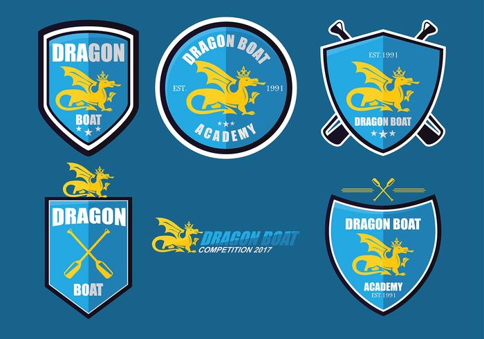 Dragon Boat Academy Logo Set Vector