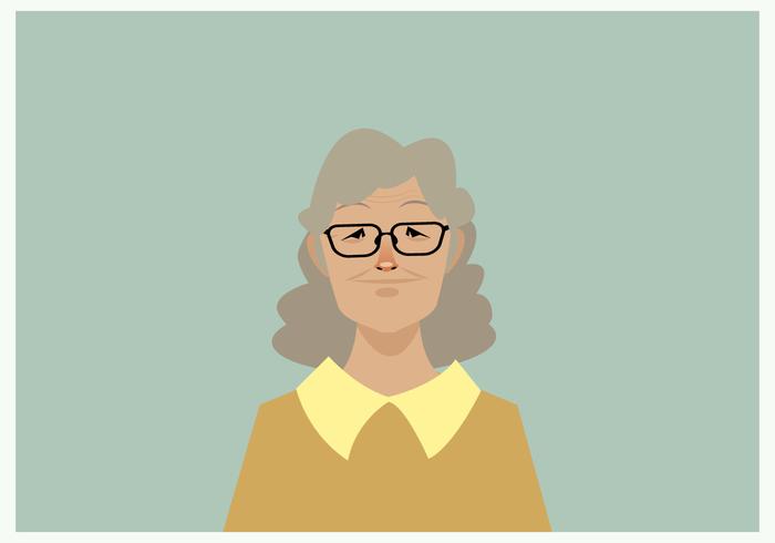 Headshot of Smiling Old Women Vector