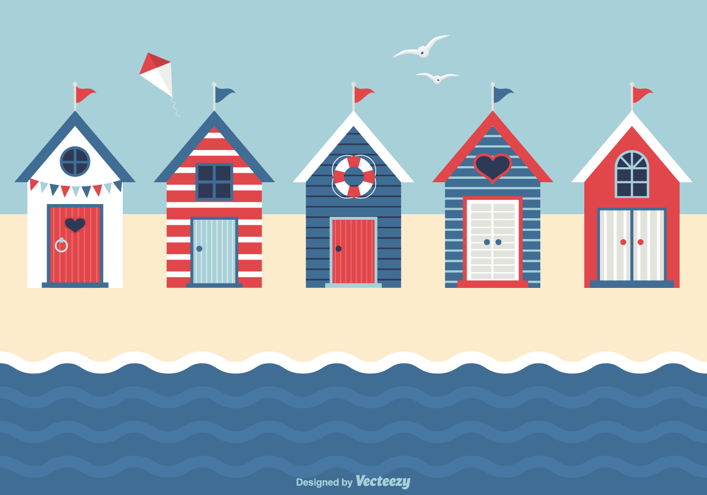 Nautical Beach Huts Vector Free Vectors Clipart Nautical Beach Huts Vector