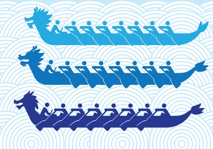 Dragon Boats Silhouettes vector