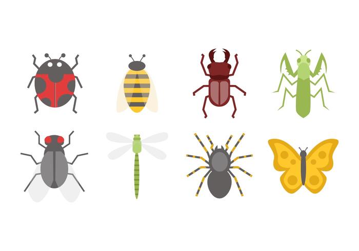 Iconos gratis de insectos en diseño vectorial Flat vector