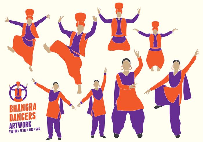 Las figuras de los bailarines Punjabi vector