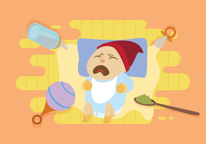 Free Crying Baby With Blue Shirt Illustration vector