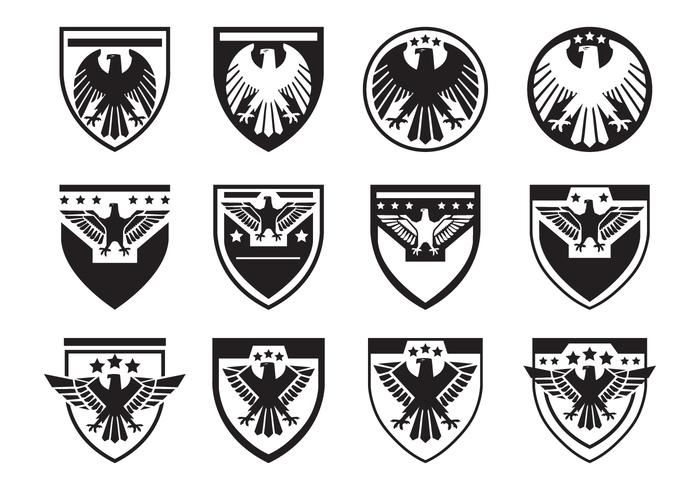 Black Eagle Seal Symbol Vector Set