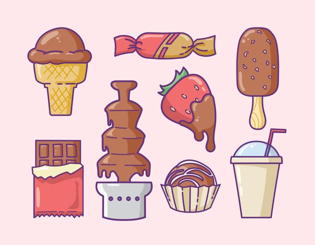 Various Chocolate Product Icons vector