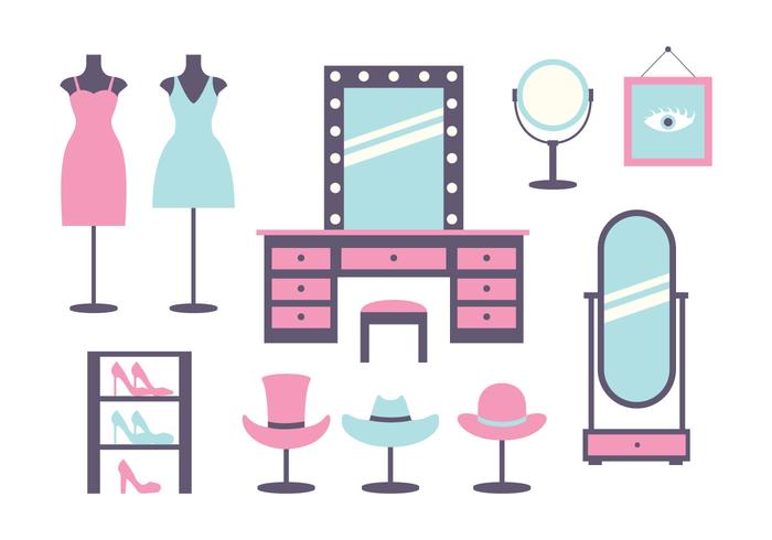 Pink and Blue Dressing Room Icons  vector