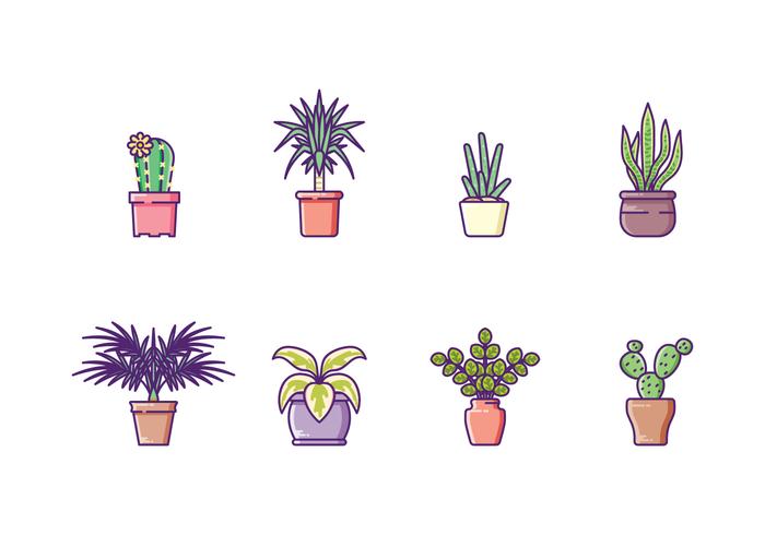 Conjunto de iconos houseplants vector