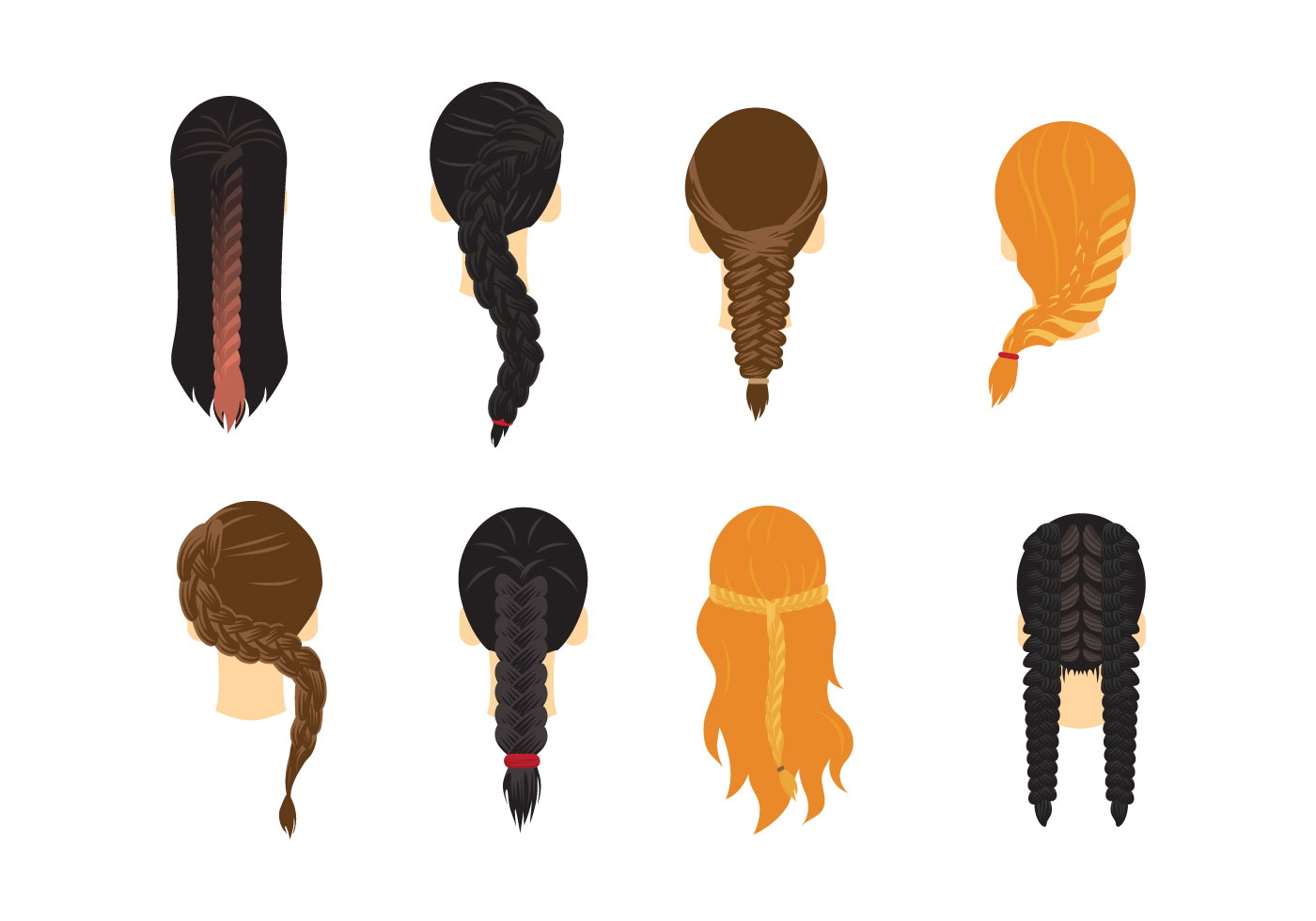 Plait Hair Vector - Download Free Vectors, Clipart 