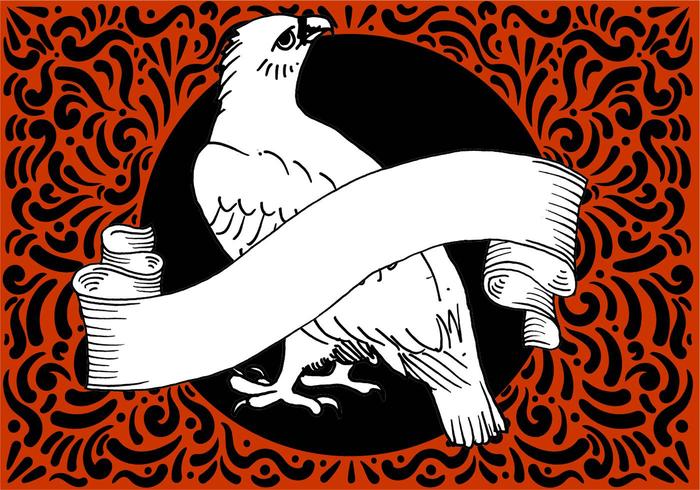 Hawk ornamentada y de la bandera Diseño vector