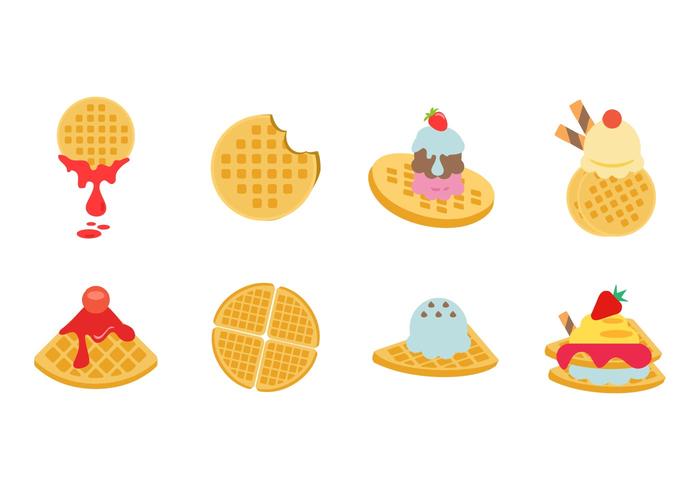 Free Flat Various Waffles Collection Vector