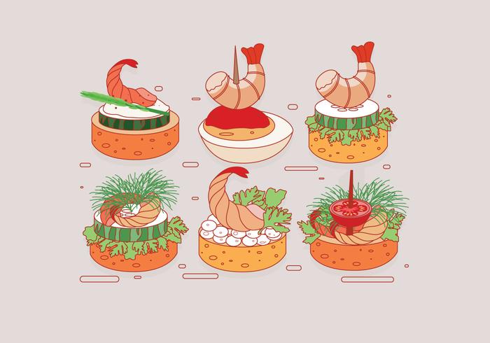 Shrimp Canapes Vector