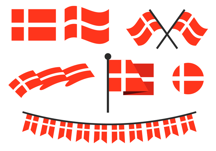 Plana del vector de la bandera de Dinamarca