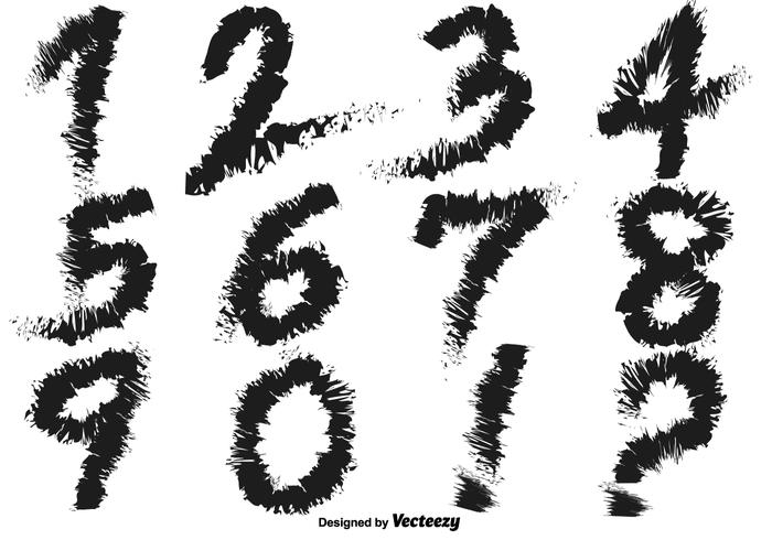 Grungy Handwritten Number Vectors