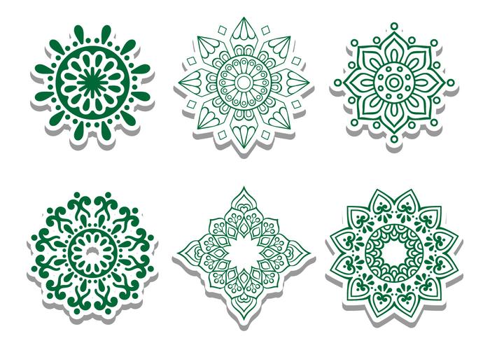 Green Arabian Circle Vector Ornaments 