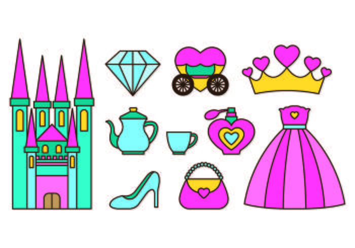 Set Of Princesa Icons vector