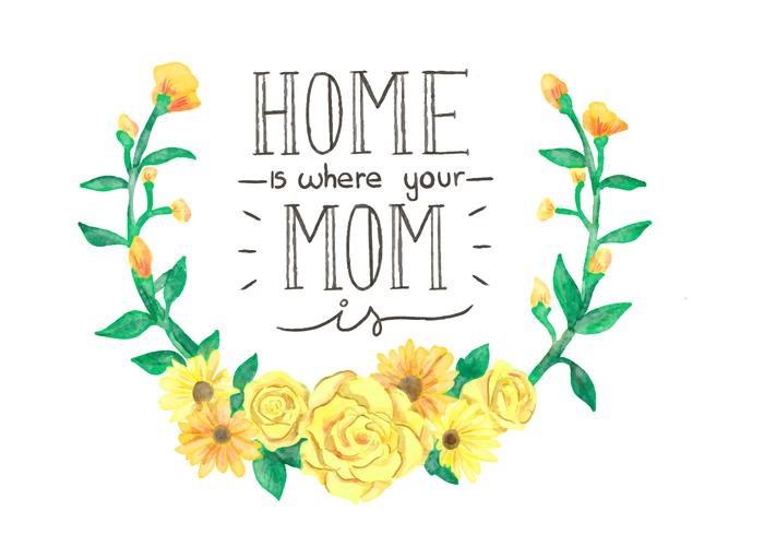 Beautiful Yellow Crown Flowers And Lettering To Mother's Day vector