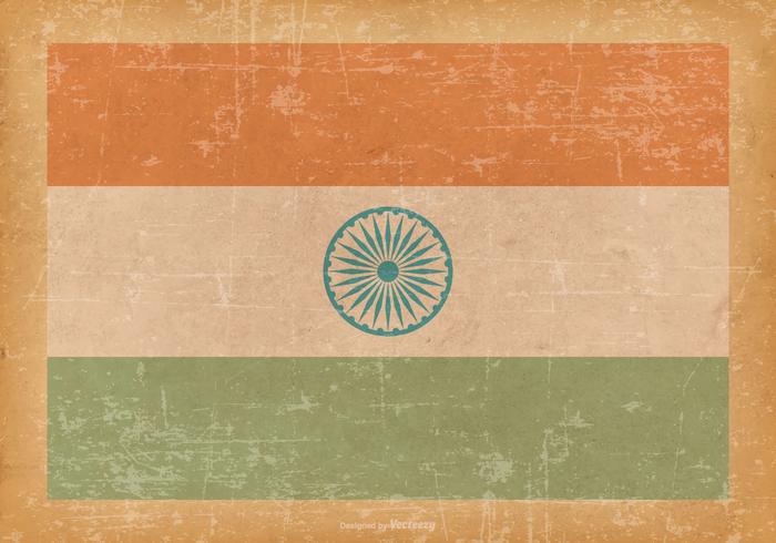 Bandera de la India en el marco antiguo de Grunge vector