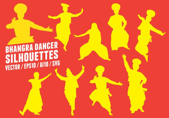 Bhangra Dancers Silhouettes vector