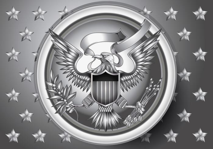 American Eagle Emblema de plata con efecto de Vecto r vector