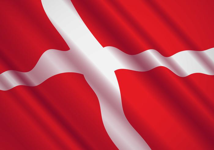 Danish Flag In The Wind Vector 