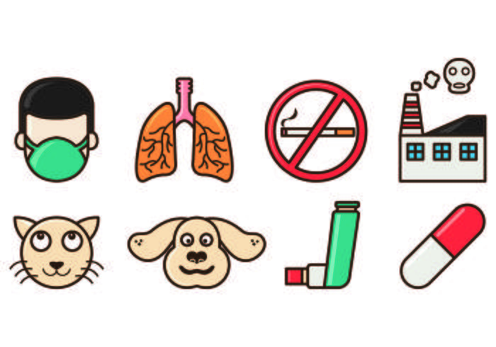 Set Of Asthma Icons vector