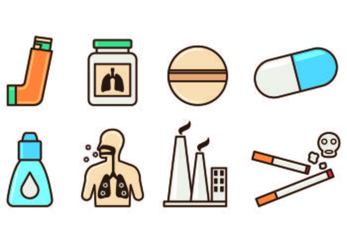 Set Of Asthma Icons vector