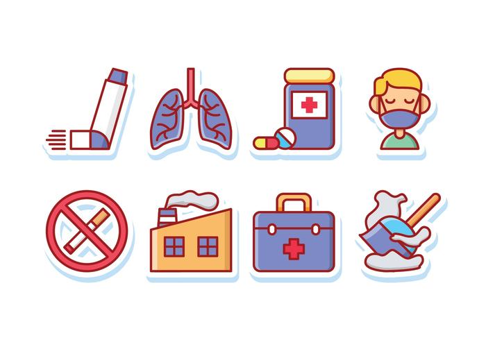 Asthma Symptoms Sticker Icon Pack vector