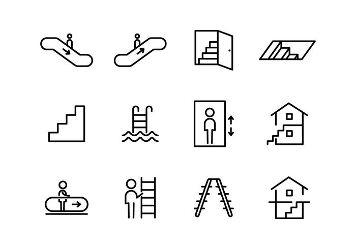 Stairs And Gateway Icons vector