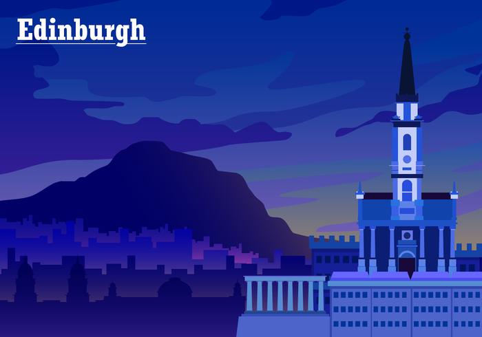 Sunset Over Edinburgh Free Vector