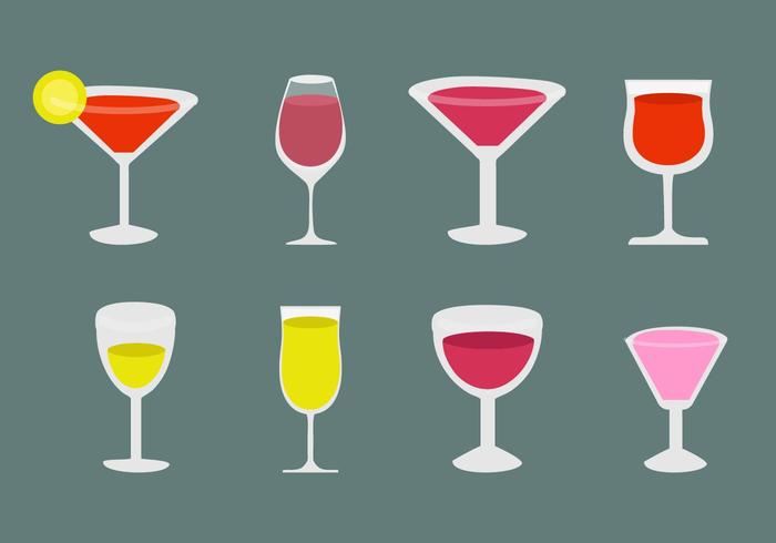 Libre de alcohol y de los iconos del vector del coctel