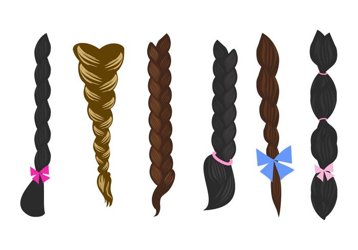 Hair Plait Icons Vector