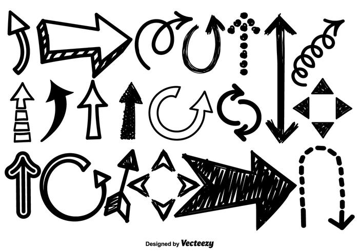 Doodle Arrow Iconos Vector Set