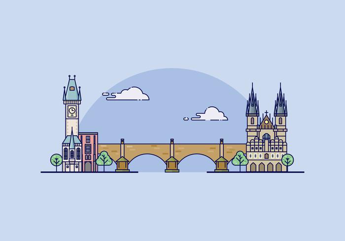 Prague Landmark Illustration vector